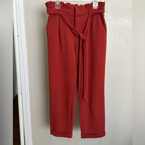 No Boundaries Pants - No Boundaries High Waisted Straight Leg Ankle Dress Pants size small red orange
